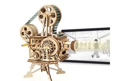若态 RoboTime ROKR手工木制机械传动电影放映机模型