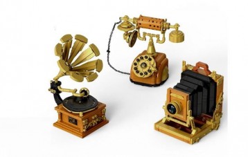 积木工匠 JMBricklayer 相机、电话、唱片机 复古三合一拼搭玩具套装
