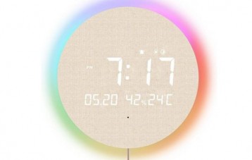 mooas 木质满月极光静音数字挂钟