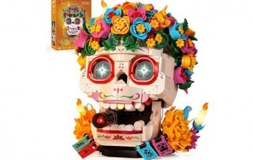JMBricklayer Calavera 鲜花骷髅拼插积木